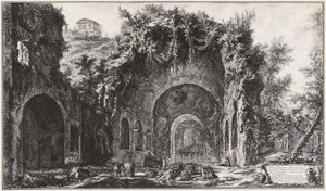 Egeria forrásának és barlangjainak látképe a Porta Capena előtt, mai nevén Porta di San Sebastiano alkotó: Giovanni Battista Piranesi