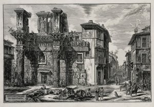 A római Nerva-forum romjainak látképe (a Vedute di Roma című műből) alkotó: Giovanni Battista Piranesi