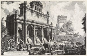 A Castello dell’Acqua Paola látképe a Monte Aureón (Gianicolo) alkotó: Giovanni Battista Piranesi
