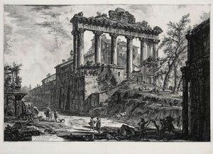 A Concordia-templom látképe (a Vedute di Roma című műből) alkotó: Giovanni Battista Piranesi