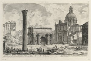 Septimius Severus diadalívének látképe alkotó: Giovanni Battista Piranesi