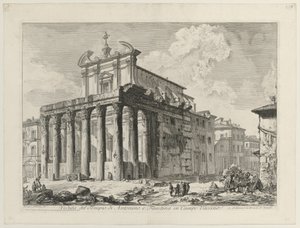 Antoninus és Faustina templomának látképe alkotó: Giovanni Battista Piranesi