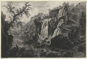 A tivoli vízesés látképe alkotó: Giovanni Battista Piranesi