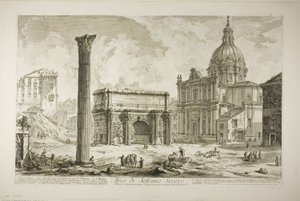 Septimius Severus íve, amelyen keresztül haladt az ősi Szent Úton, és a győzteseket vitte a Capitoliumba, a Római kilátásból alkotó: Giovanni Battista Piranesi