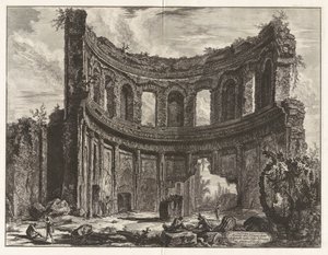 Az Apollón-templomnak mondott épület maradványai a Tivoli melletti Hadrianus-villában, a „Római látképek” című sorozatból alkotó: Giovanni Battista Piranesi