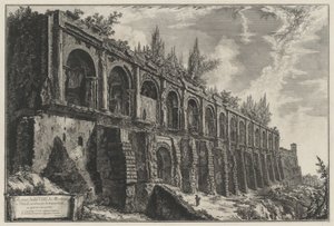Maecenas tivoli villájának romjai, travertinből, opus incertum technikával építve alkotó: Giovanni Battista Piranesi