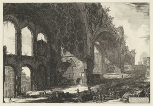 Bazilika van Maxentius te Róma Kilátás a Nero Arany Háza Tablinójának maradványaira, közismert nevén a Béke templomára (cím a tárgyon) Gezichten op Rome (sorozat címe) Róma kilátását Giambattista Piranesi építész, Ve. tervezte és vésette alkotó: Giovanni Battista Piranesi