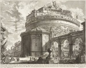 Aelius Hadrianus mauzóleumának látképe (Angyalvár) alkotó: Giovanni Battista Piranesi