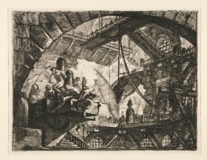 Carceri, X: Foglyok egy kiugró emelvényen alkotó: Giovanni Battista Piranesi