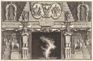 Kéménydarab egyiptomi stílusban: Három női aktból álló csoportok mindegyik j... alján, kb. 1769. alkotó: Giovanni Battista Piranesi