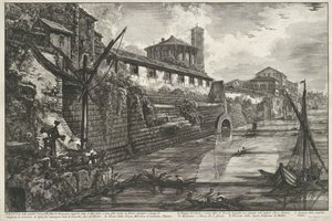 Cloaca Maxima Rómában Kilátás a Tarquinio Superbo által készített ősi Sostrizioniról, a Belfedőről (...) (cím a tárgyon) Gezichten op Rome (sorozat címe) Róma látképei, amelyeket Giambattista Piranesi építész, Ve (nez) iano tervezett és vésett (sorozat cím alkotó: Giovanni Battista Piranesi