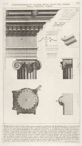 Keret és oszlop Fortuna Virilis Tempio della Fortuna Virile templomából, ..., 1756-ból. alkotó: Giovanni Battista Piranesi