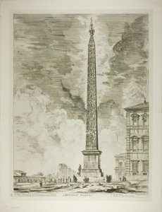 Egyiptomi obeliszk. Ezt V. Sixtus pápa állította a Lateráni Szent János téren, a Római kilátásból alkotó: Giovanni Battista Piranesi
