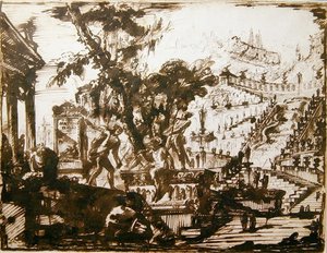 Fantasztikus kertek (toll és tinta papíron) alkotó: Giovanni Battista Piranesi