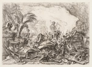 Groteschi: Romok egy faun szoborral és egy ledőlt oszloppal alkotó: Giovanni-Battista Piranesi