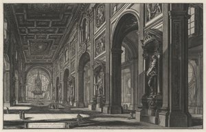 A San Giovanni in Laterano-bazilika belső nézete (a Vedute di Roma című műből) alkotó: Giovanni Battista Piranesi