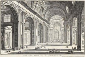 A vatikáni Szent Péter-bazilika belső nézete alkotó: Giovanni Battista Piranesi