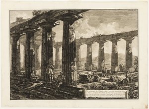 A vélhetően Junónak szentelt templom belső képe Paestum különböző nézeteiből alkotó: Giovanni Battista Piranesi