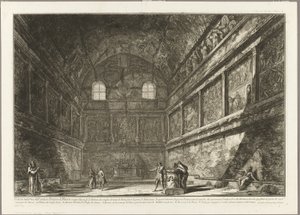 Az ókori Bacchus-templom belső nézete, ma a S. Urbano templom, két mérföldre Rómától, a Római kilátásból alkotó: Giovanni-Battista Piranesi