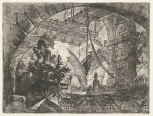 Dungeon foglyokkal a kiálló platformon Dungeons (sorozat címe) Invenzioni Capric di Carceri all Acqua Forte (sorozat címe) alkotó: Giovanni Battista Piranesi