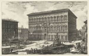 Farnese palota Rómában Kilátás a Palazzo Farnese-ra (cím a tárgyon) Gezichten op Rome (sorozat címe) Róma kilátásai, amelyeket Giambattista Piranesi építész, Ve (nez) iano tervezett és vésett (sorozat címe) alkotó: Giovanni Battista Piranesi