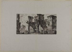 A Nerva fórumának egy része, ötödik kép a Diadalívek és más műemlékek néhány nézete című kötetből. alkotó: Giovanni Battista Piranesi