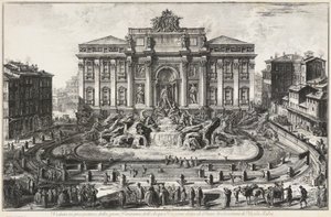 Az Acqua Vergine nagy szökőkútjának perspektivikus látképe, a Trevi-kút alkotó: Giovanni Battista Piranesi