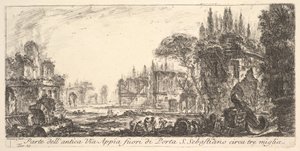 19. tábla: Az ősi Appian Way része, körülbelül három mérföldnyire a Porta S. Sebastiano...tól, kb. 1748. alkotó: Giovanni Battista Piranesi