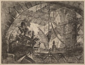 Foglyok egy kiugró emelvényen alkotó: Giovanni Battista Piranesi