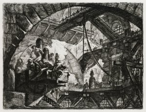 Foglyok egy kiugró emelvényen alkotó: Giovanni Battista Piranesi