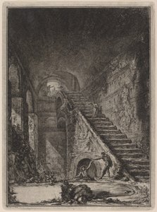 Az előbb említett házak vízügyi lépcsőházának perspektívája, a XIII. G. alkotó: Giovanni Battista Piranesi
