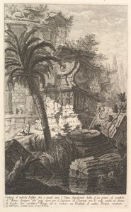 Ősi épületek maradványai, amelyek között áll Marcus Agrippa sírurnája ma..., kb. 1750. alkotó: Giovanni Battista Piranesi