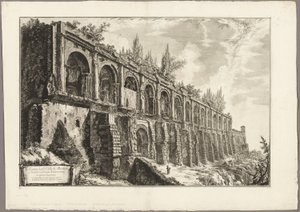 A tivolii Maecenas-villának maradványai a Római kilátásból alkotó: Giovanni-Battista Piranesi