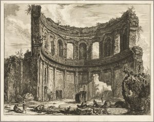 Az úgynevezett Apolló-templom maradványai Hadrianus villájában, Tivoliban, a Views of Rome (Róma látképei) című kiállításról. alkotó: Giovanni Battista Piranesi