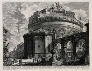 Hadrianus mauzóleumának hátulnézete, ma Angyalvárnak nevezik (innen: Vedute di Roma) alkotó: Giovanni Battista Piranesi