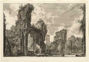 A Xystus romjai [hosszú nyitott karzat, amelyet atlétikai gyakorlatokhoz használnak], az Antonine-fürdő központi csarnoka [The Baths of Caracalla], a Római kilátásból alkotó: Giovanni-Battista Piranesi