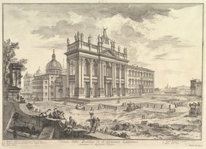 S. Giovanni in Laterano, főhomlokzat, jobbra a palotával és a Scala Santával (Veduta della Basilica di S. Giovanni Laterano), a „Vedute di Roma” című műből alkotó: Giovanni Battista Piranesi