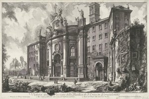 Santa Croce Gerusalemme te Rómában Kilátás a gerusalemme-i S. Croce-bazilika homlokzatára (cím a tárgyon) Gezichten op Rome (sorozat címe) Róma kilátásai, amelyeket Giambattista Piranesi építész, Ve (nez) iano tervezett és vésett (sorozat címe) alkotó: Giovanni Battista Piranesi