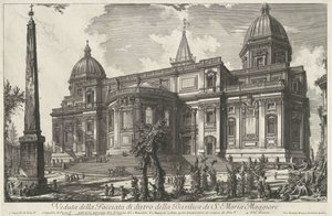 Santa Maria Maggiore Rómában Kilátás a S. Maria Maggiore-bazilika hátsó homlokzatára (cím a tárgyon) Gezichten op Rome (sorozat címe) Róma látképei, amelyeket Giambattista Piranesi építész, Ve (nez) iano tervezett és vésett (sorozat címe) alkotó: Giovanni Battista Piranesi