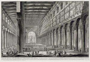 A San Paolo fuori le Mura-bazilika belső terének metszete (a Vedute di Roma című műből) alkotó: Giovanni Battista Piranesi
