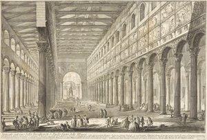 A Falakon kívüli Szent Pál-bazilika belső terének metszete alkotó: Giovanni Battista Piranesi