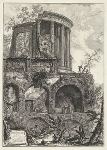 Tempel van Vesta te Tivoli Egy másik nézet a tivolii Sibyl templomról (cím az objektumon) Gezichten op Rome (sorozat címe) Róma látképei, amelyeket Giambattista Piranesi építész, Ve (nez) iano tervezett és vésett (sorozat címe) alkotó: Giovanni Battista Piranesi