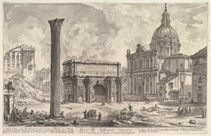 Septimius Severus diadalíve, jobbra S. Martina templomával (Arco di Settimio Severo), a „Vedute di Roma” sorozatból alkotó: Giovanni Battista Piranesi