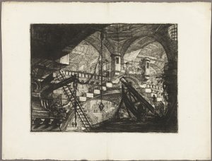 Az ív kagylódísszel, 11. tábla a képzeletbeli börtönökből alkotó: Giovanni Battista Piranesi