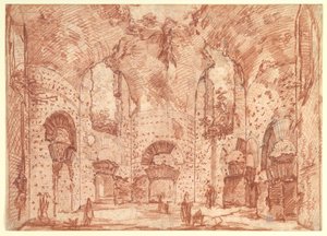 A Hadrianus-villa (Tivoli) kis fürdőinek nyolcszögletű terme alkotó: Giovanni Battista Piranesi