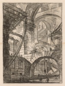 The Prisons: Perspective of Arches with a Smoking Fire, 1745-1750. alkotó: Giovanni Battista Piranesi