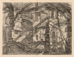 The Prisons: A Perspective of Colonnades with Zig-Zag Staircase, 1745-1750. alkotó: Giovanni Battista Piranesi