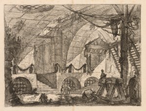 A börtönök: íves kamra oszlopokkal és láncokkal alkotó: Giovanni-Battista Piranesi