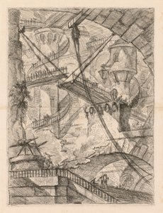 A börtönök: hatalmas belső felvonóhíddal, 1745-1750. alkotó: Giovanni Battista Piranesi