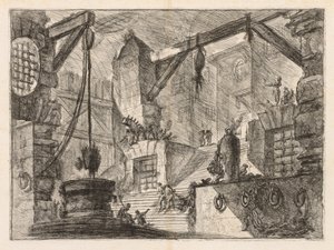 A börtönök: oszlopos belső tér széles lépcsővel alkotó: Giovanni Battista Piranesi